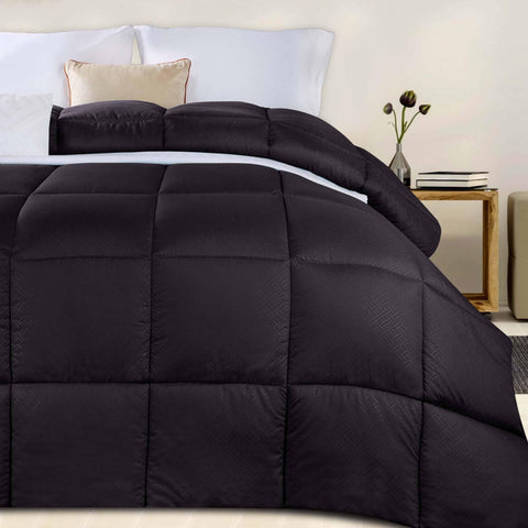 Monochrome Basketweave Plush Microfiber Down Alternative Comforter