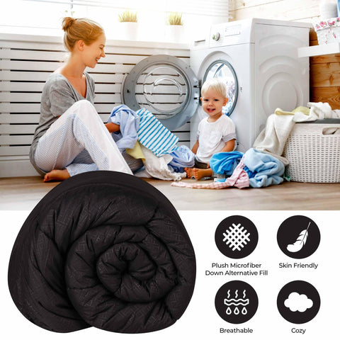 Monochrome Basketweave Plush Microfiber Down Alternative Comforter