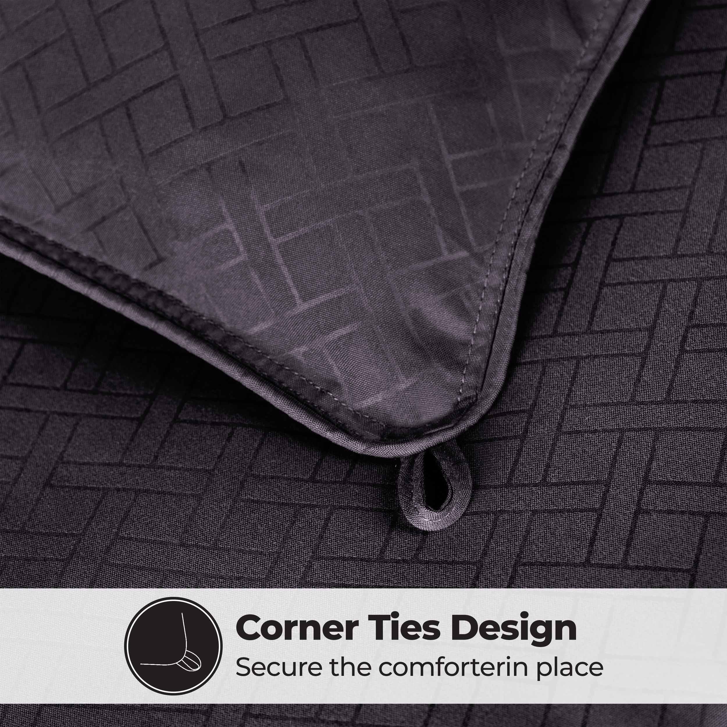 Monochrome Basketweave Plush Microfiber Down Alternative Comforter