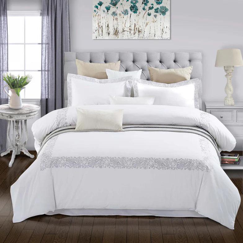 Moon Lawn Embroidered Cotton Duvet Cover Set