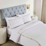 100% Cotton Gold Embroidered Duvet Cover Set