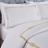 Moonlawn Cotton Gold Embroidered 3 Piece Duvet Cover Set
