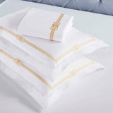 100% Cotton Gold Embroidered Duvet Cover Set