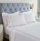 100% Cotton Bed Sheet Set Gold Embroidered Deep Pocket Moonlawn