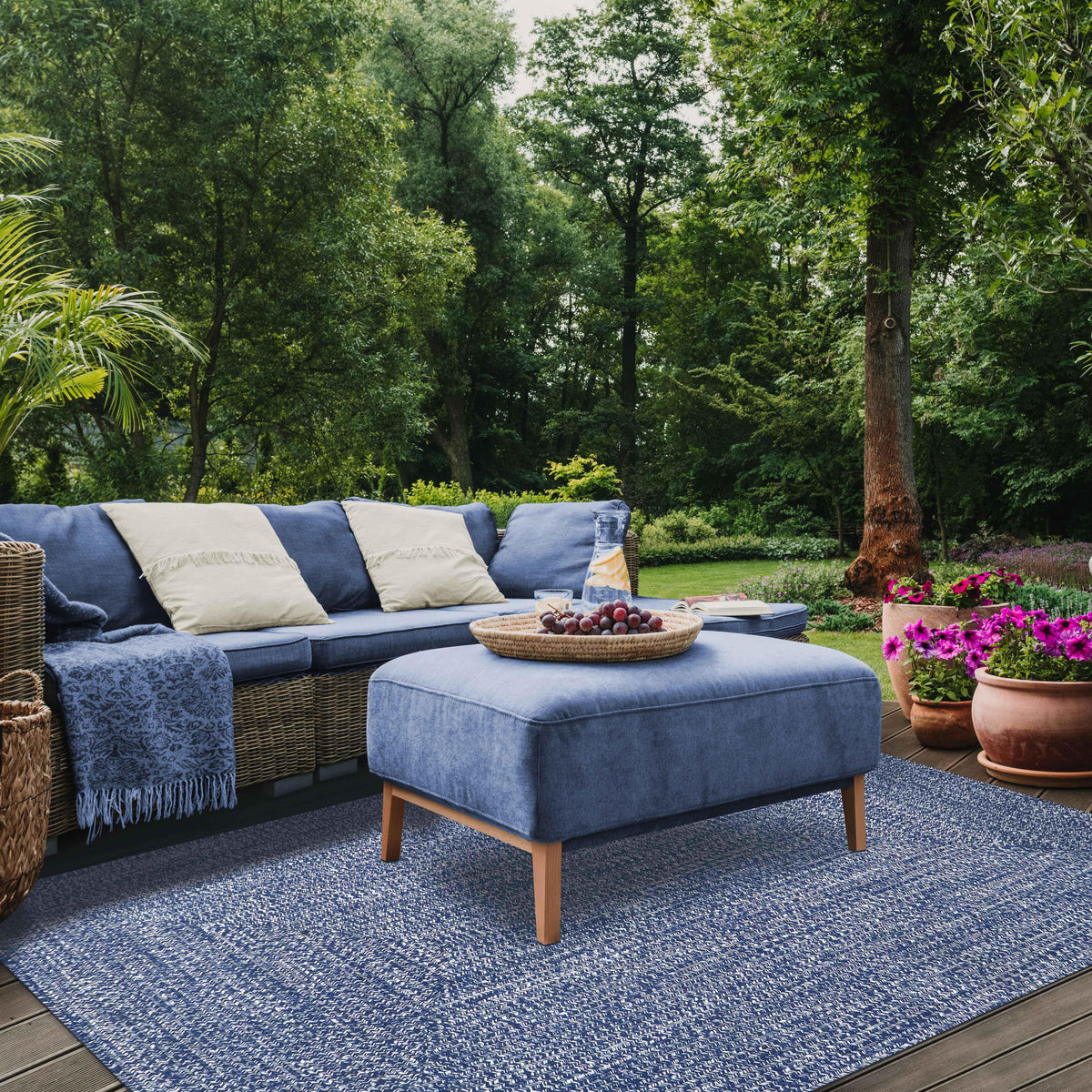 Multi Toned Braided Area Rug Bohemian Indoor Outdoor Rugs
