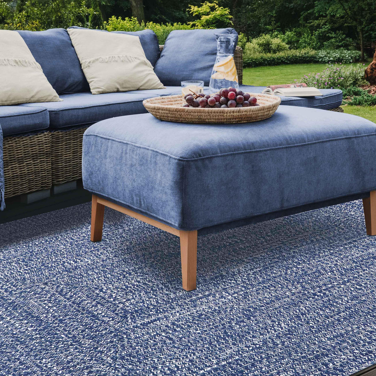 Multi Toned Braided Area Rug Bohemian Indoor Outdoor Rugs