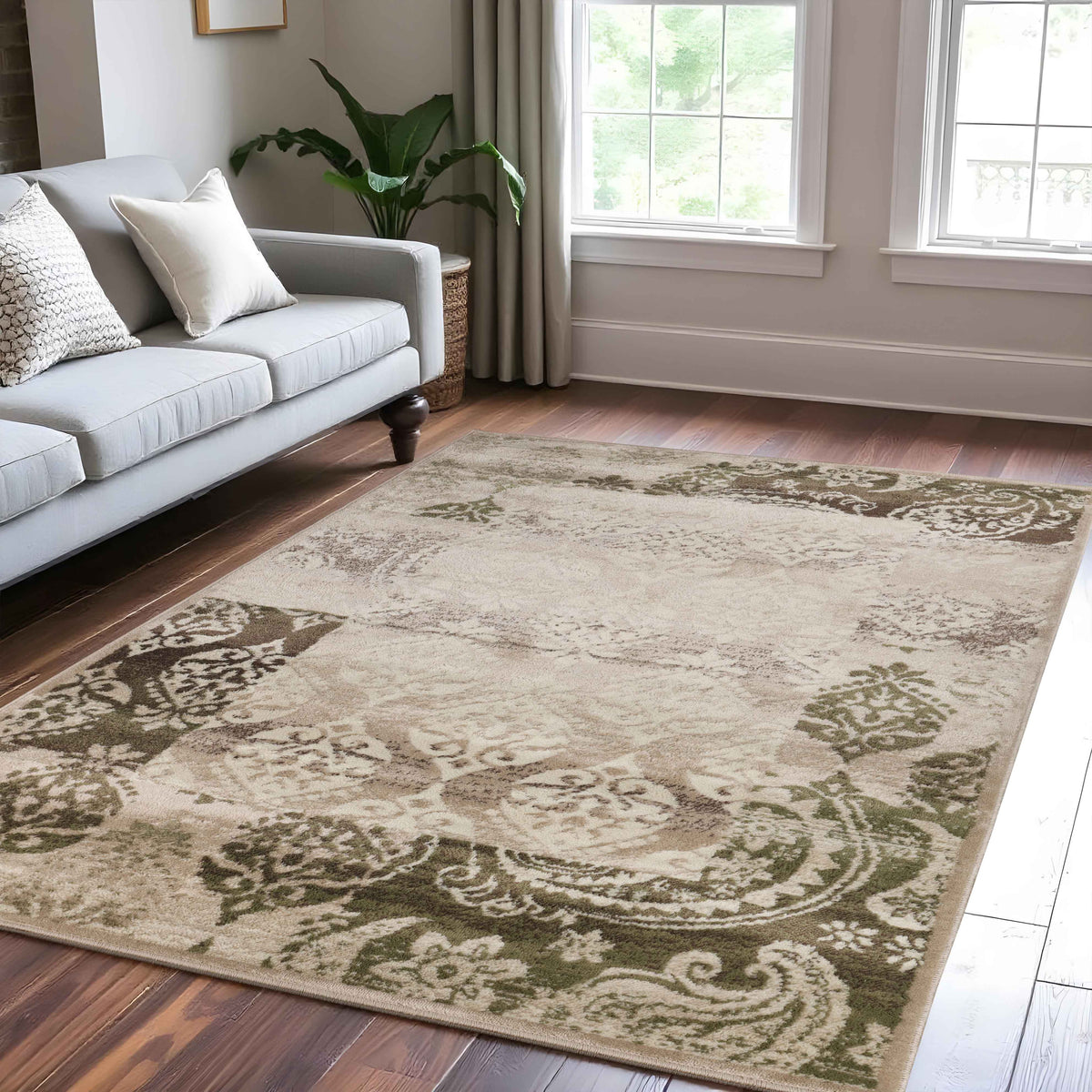 Mystique Distressed Damask Indoor Area Rug Or Runner Rug