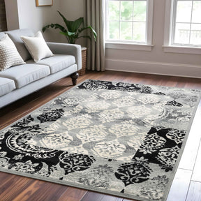 Mystique Distressed Damask Indoor Area Rug Or Runner Rug