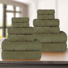 Napa Zero Twist Cotton Solid Waffle Honeycomb 12 Piece Towel Set