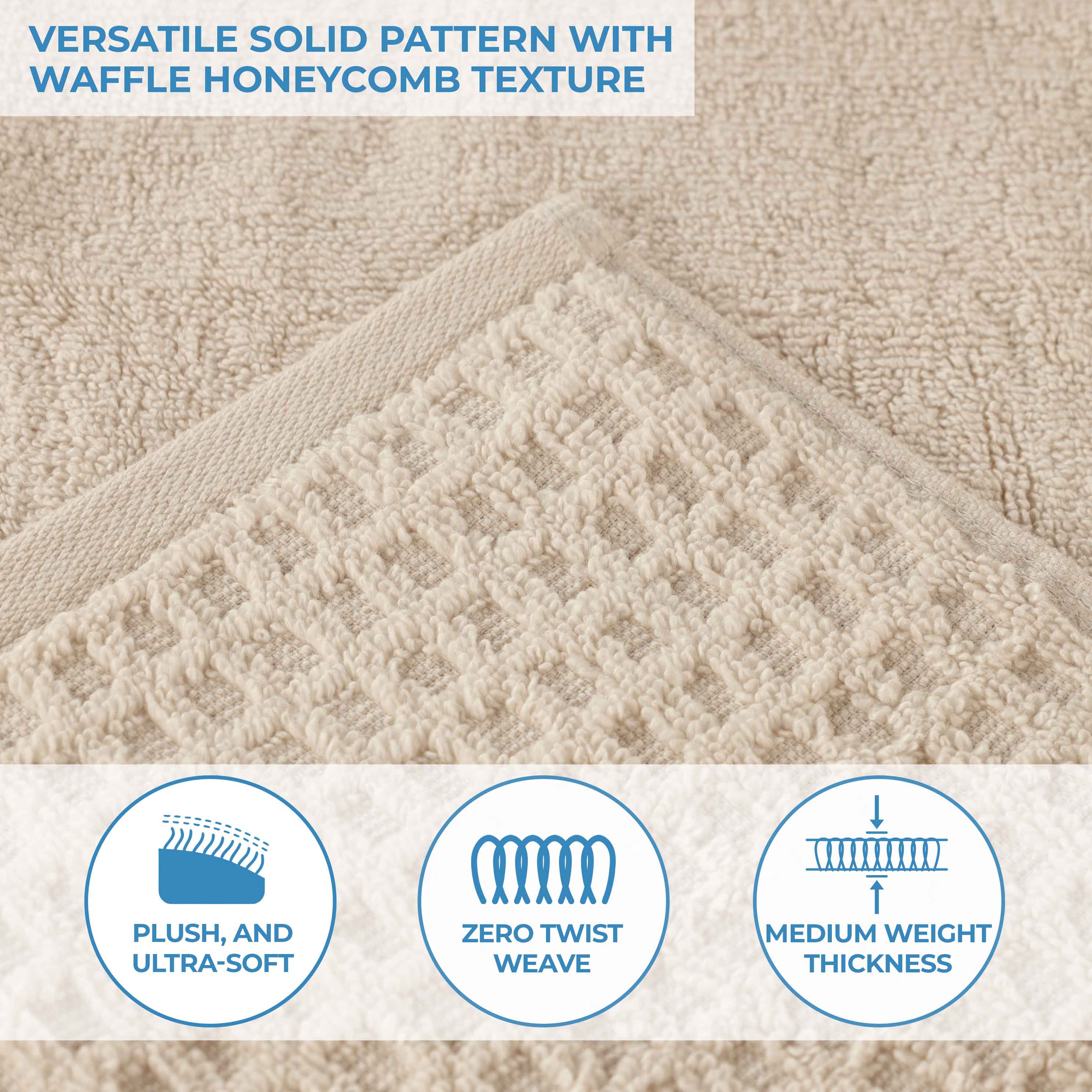 Napa Zero Twist Cotton Solid Waffle Honeycomb 6 Piece Towel Set