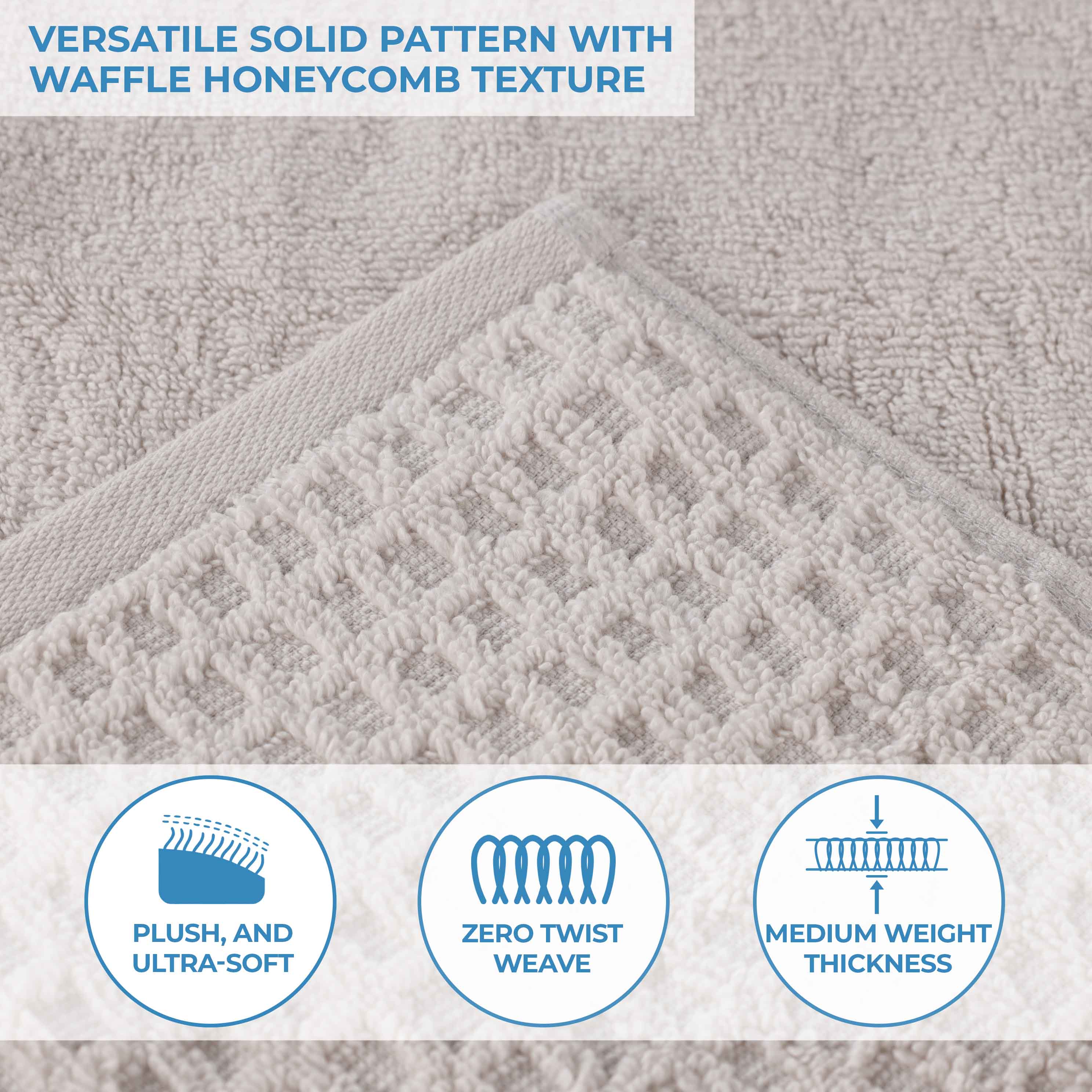 Napa Zero Twist Cotton Solid Waffle Honeycomb 6 Piece Towel Set
