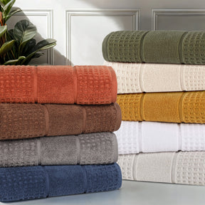 Napa Zero Twist Cotton Solid Waffle Honeycomb Bath Sheet Set of 2