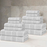Naples Cotton Blend Textured Checkered and Ribbed 12 Piece Towel Set