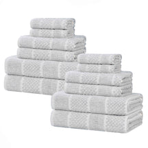 Naples Cotton Blend Textured Checkered and Ribbed 12 Piece Towel Set
