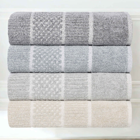 Naples Cotton Blend Textured Checkered and Ribbed 12 Piece Towel Set