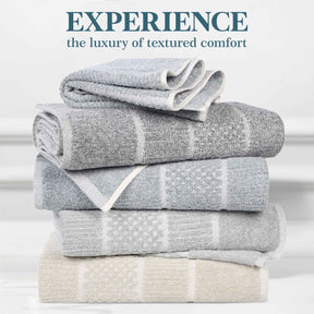 Naples Cotton Blend Textured Checkered and Ribbed 12 Piece Towel Set