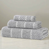 Naples Cotton Blend Textured Checkered and Ribbed 3 Piece Towel Set
