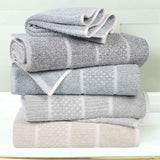 Naples Cotton Blend Textured Checkered and Ribbed 3 Piece Towel Set