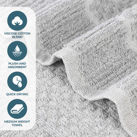 Naples Cotton Blend Textured Checkered and Ribbed 6 Piece Towel Set