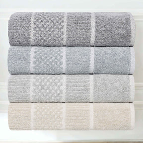 Naples Cotton Blend Textured Checkered and Ribbed 6 Piece Towel Set