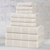 Naples Cotton Blend Textured Checkered and Ribbed 9 Piece Towel Set