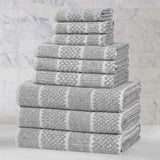 Naples Cotton Blend Textured Checkered and Ribbed 9 Piece Towel Set