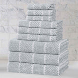 Naples Cotton Blend Textured Checkered and Ribbed 9 Piece Towel Set