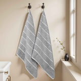 Naples Cotton Blend Textured Checkered & Ribbed Bath Sheets, Set of 2