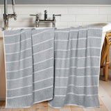 Naples Cotton Blend Textured Checkered & Ribbed Bath Sheets, Set of 2