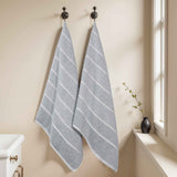 Naples Cotton Blend Textured Checkered & Ribbed Bath Sheets, Set of 2