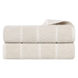 Naples Cotton Blend Textured Checkered & Ribbed Bath Sheets, Set of 2