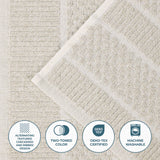 Cotton Blend Checkered and Rib Bath Towel Set of 2
