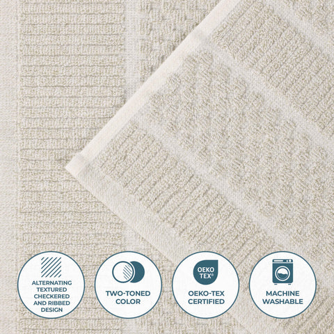 Cotton Blend Checkered and Rib Bath Towel Set of 2