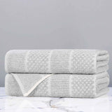 Cotton Blend Checkered and Rib Bath Towel Set of 2