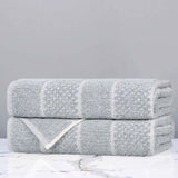Cotton Blend Checkered and Rib Bath Towel Set of 2