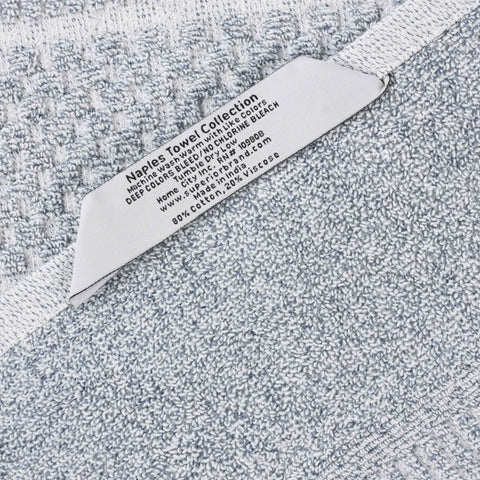 Cotton Blend Checkered and Rib Bath Towel Set of 2
