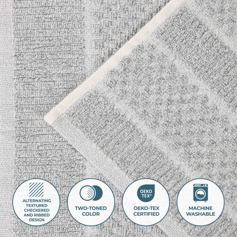 Cotton Blend Checkered and Rib Bath Towel Set of 2