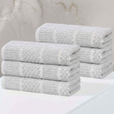 Naples Cotton Blend Textured Checkered & Ribbed Hand Towels, Set of 6