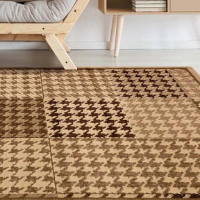 Natte Abstract Checkered Geometric Border Indoor Area Rug or Runner