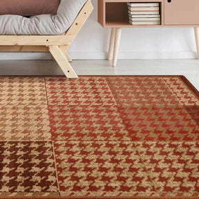 Natte Abstract Checkered Geometric Border Indoor Area Rug or Runner