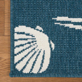 Nautical Seashells and Starfish Coastal Indoor Outdoor Area Rug