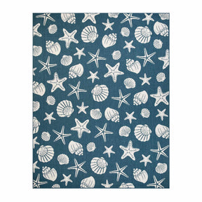 Nautical Seashells and Starfish Coastal Indoor Outdoor Area Rug