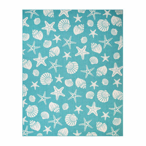 Nautical Seashells and Starfish Coastal Indoor Outdoor Area Rug