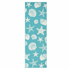 Nautical Seashells and Starfish Coastal Indoor Outdoor Area Rug