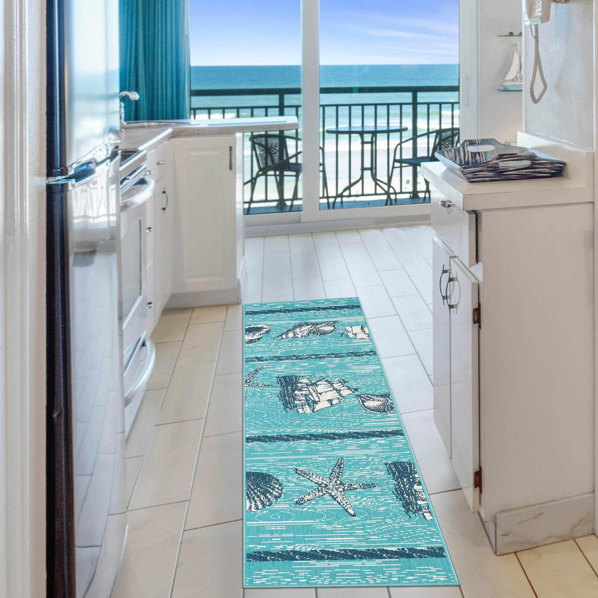 Nautical Seaside Coastal Indoor Outdoor Area Rug
