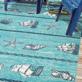 Nautical Seaside Coastal Indoor Outdoor Area Rug