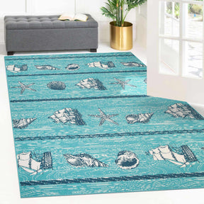 Nautical Seaside Coastal Indoor Outdoor Area Rug