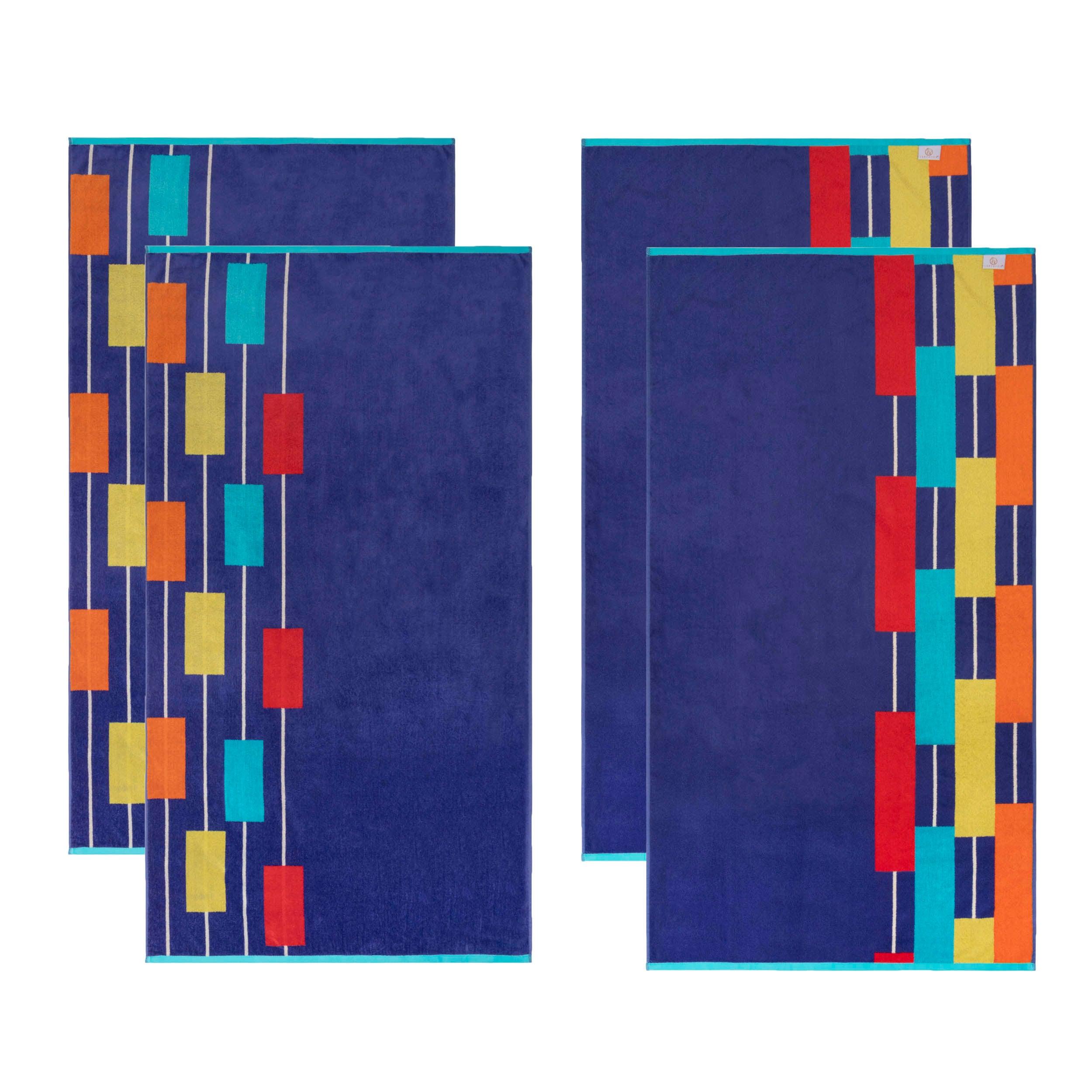 Neon Tiles Oversized 4 Piece Beach Towel Set