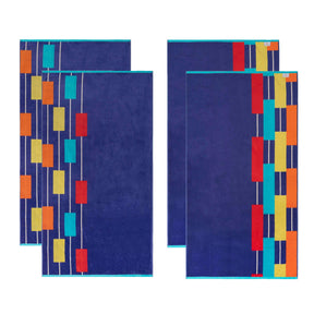 Neon Tiles Oversized 4 Piece Beach Towel Set