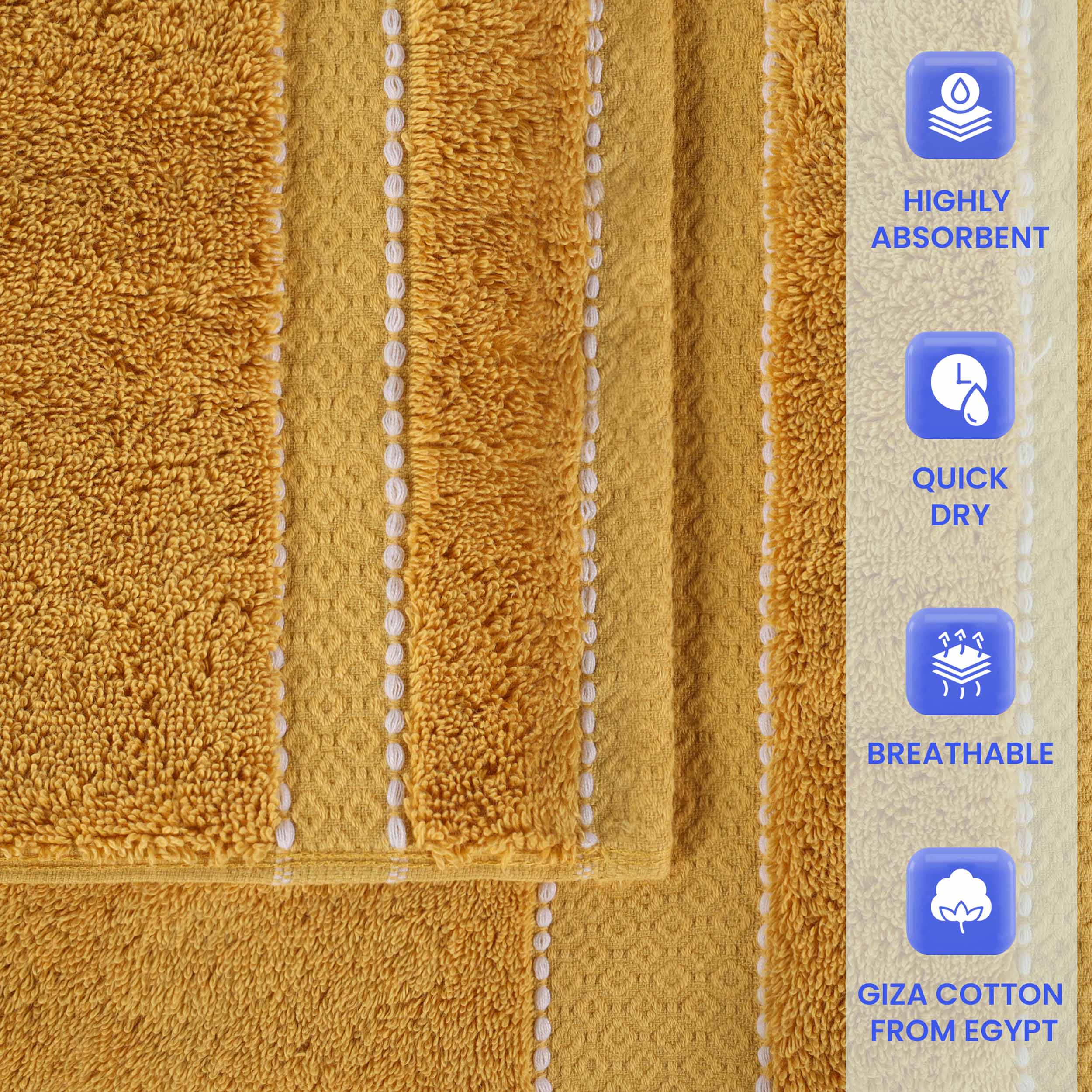 Niles Egyptian Giza Cotton Plush Heavyweight Soft 6 Piece Towel Set